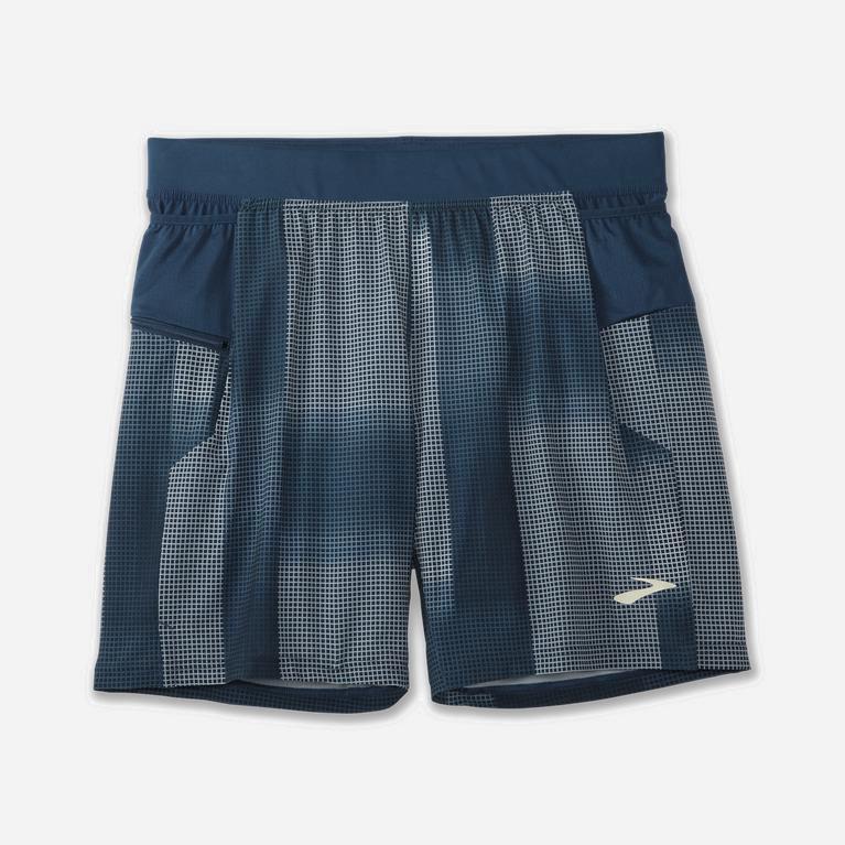 Brooks Sherpa 7 2-In-1 Løpeshorts Herre Tilbud - Indigo - Norge (ULR327108)